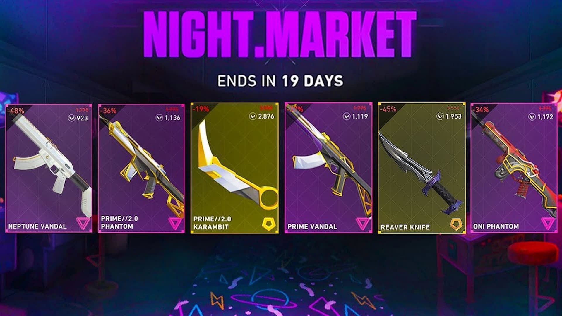 The Valorant Night Market is randomized for every player, with everyone receiving six skins at a throwaway price. 