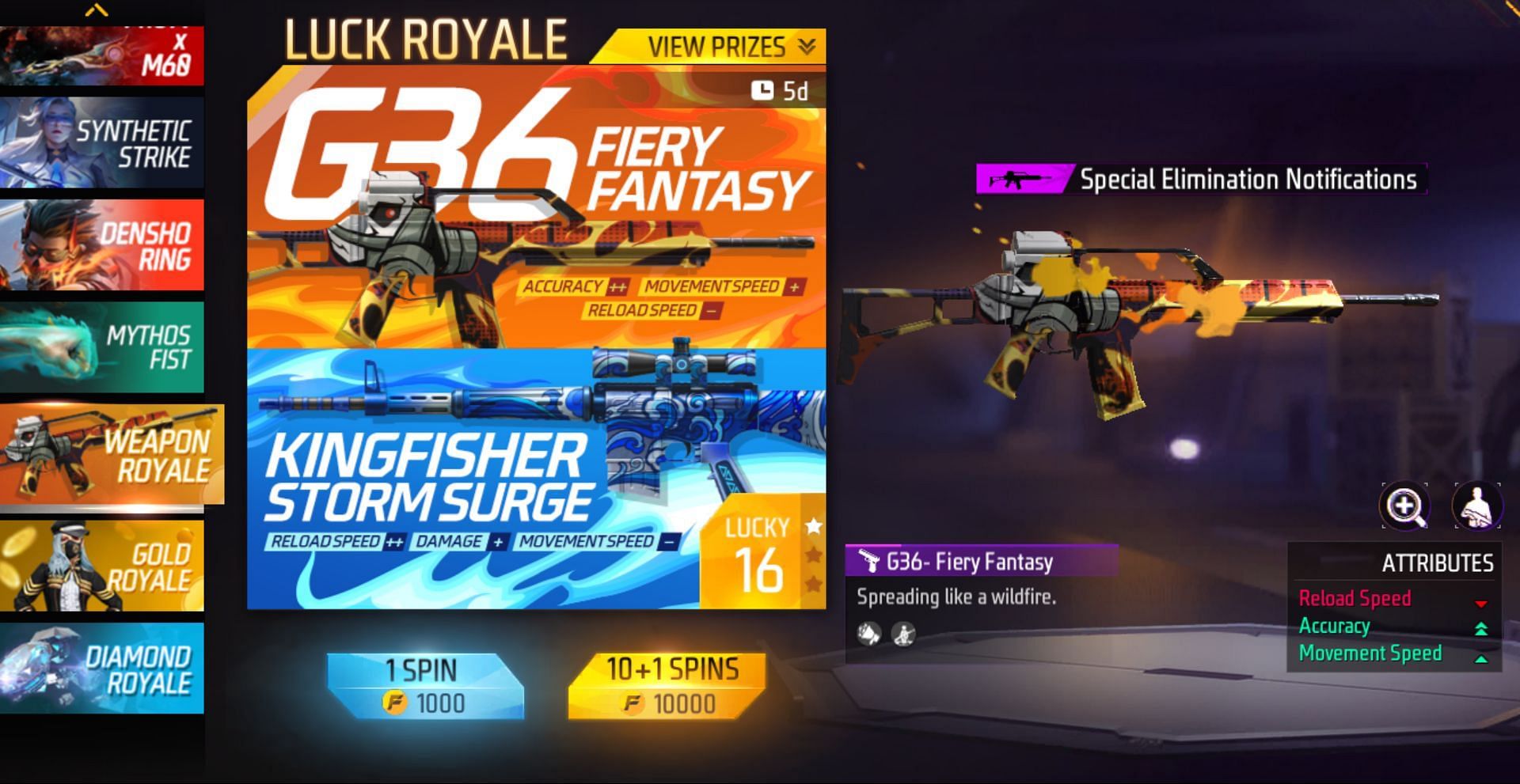 You can use your Weapon Royale Voucher in the ongoing Weapon Royale (Image via Garena)