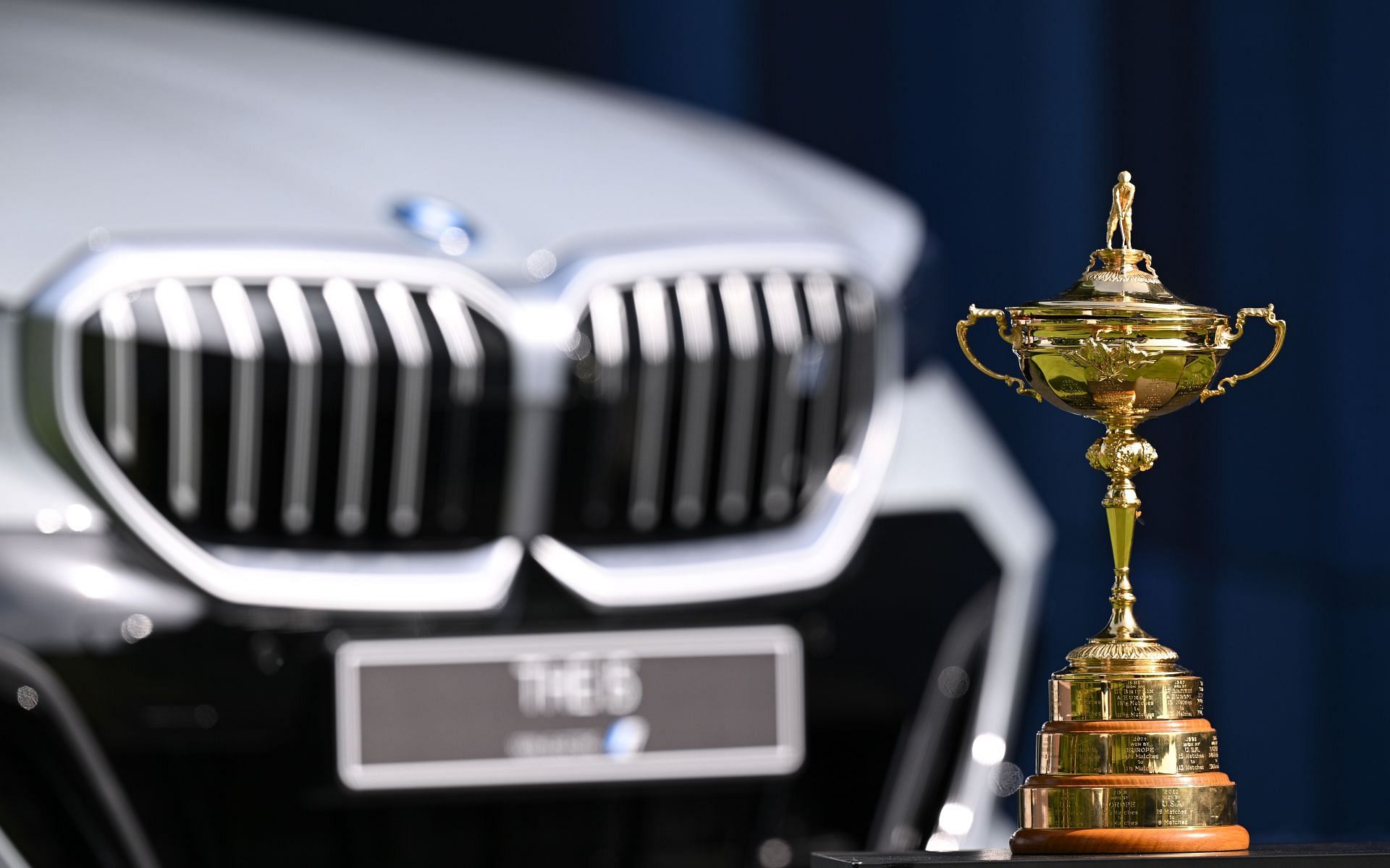 The Ryder Cup trophy on display during the 2023 BMW International Open