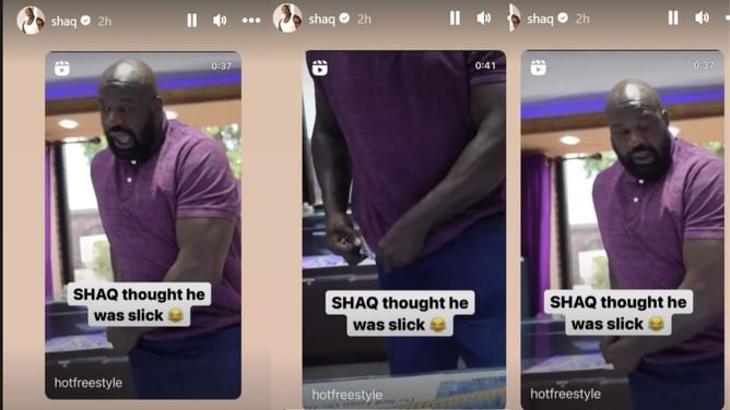After making big purchase, Shaquille O'Neal hilariously reposts video of him sneakily stealing from high-end jewelry store
