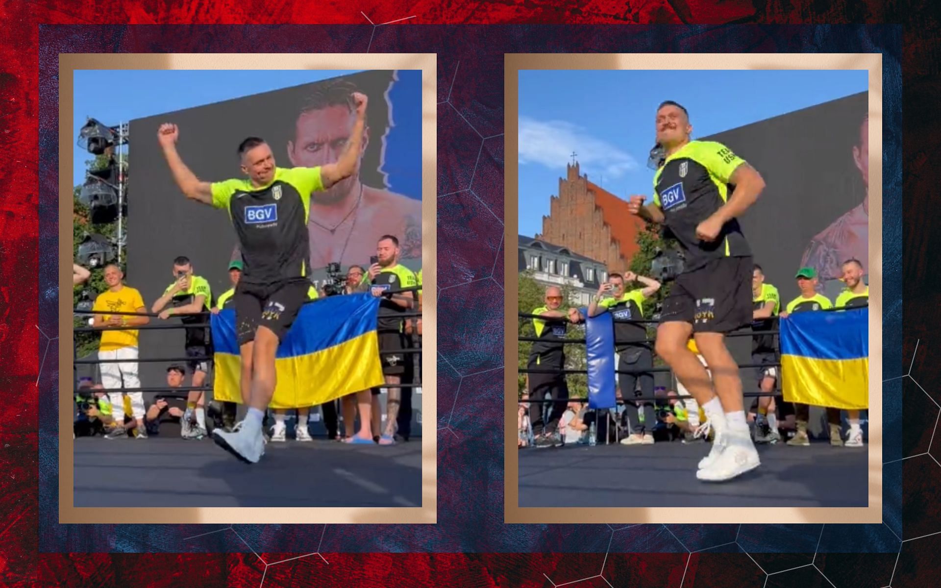 Oleksandr Usyk dancing at open workouts