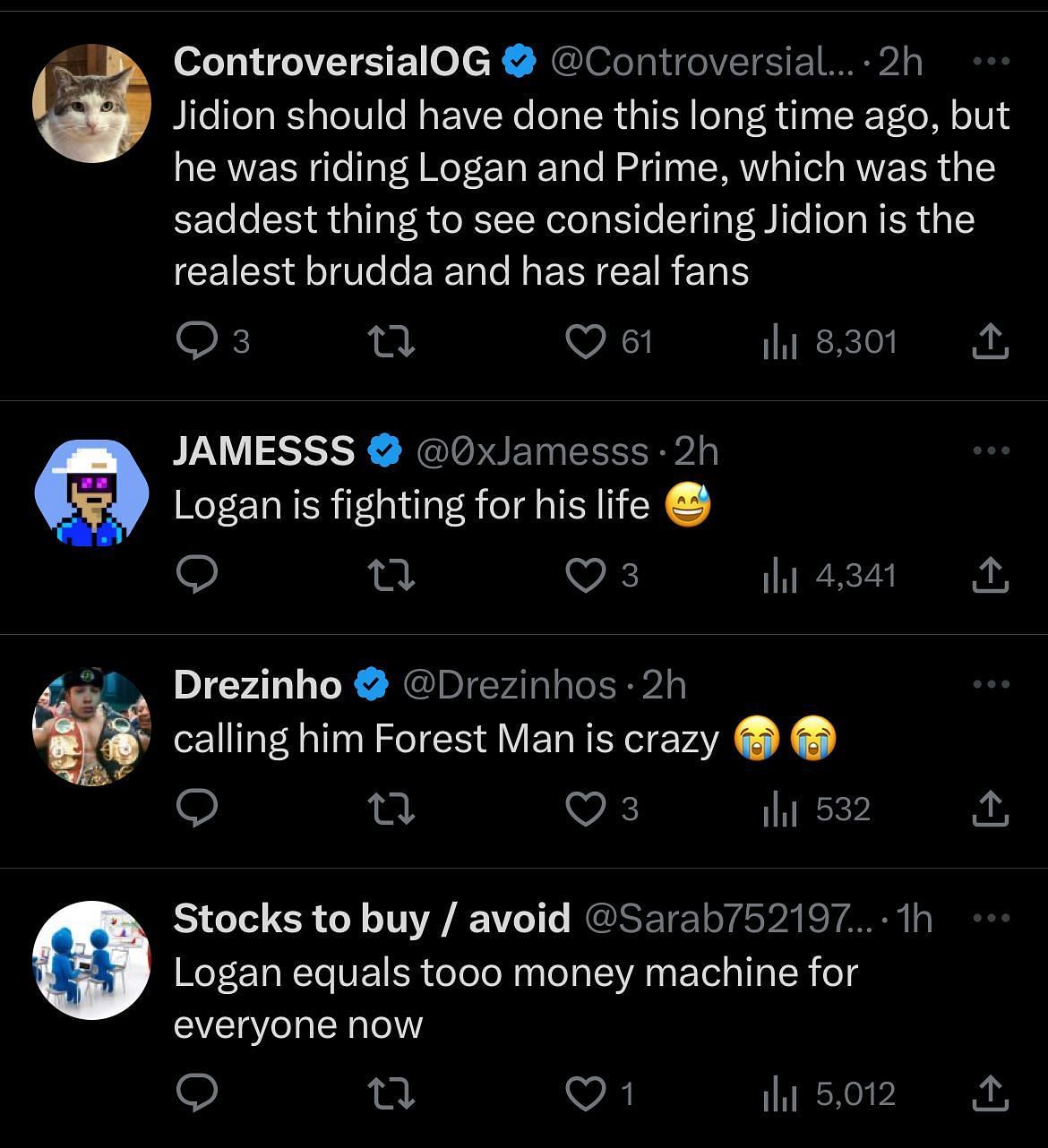 Fans react to the YouTubers&#039; beef. (Image via @DramaAlert/Twitter)