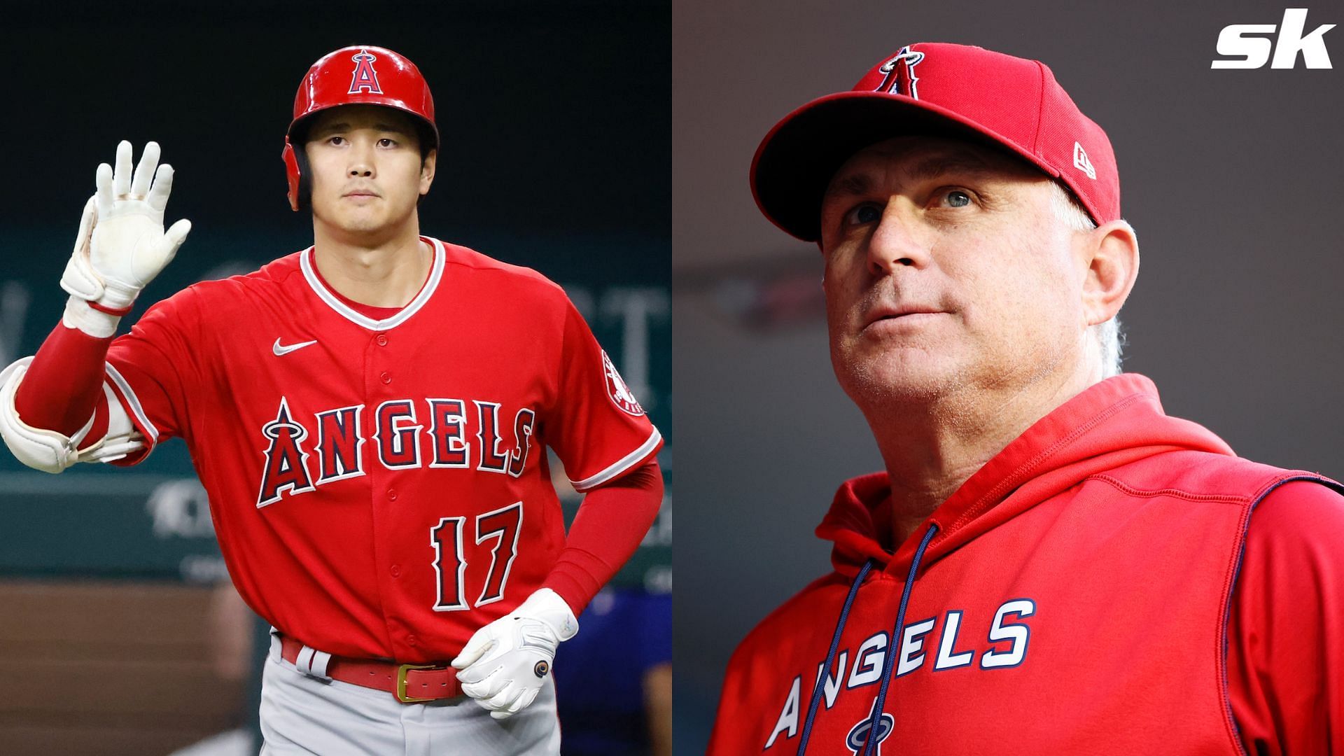 Shohei Ohtani and Phil Nevin of the Los Angeles Angels