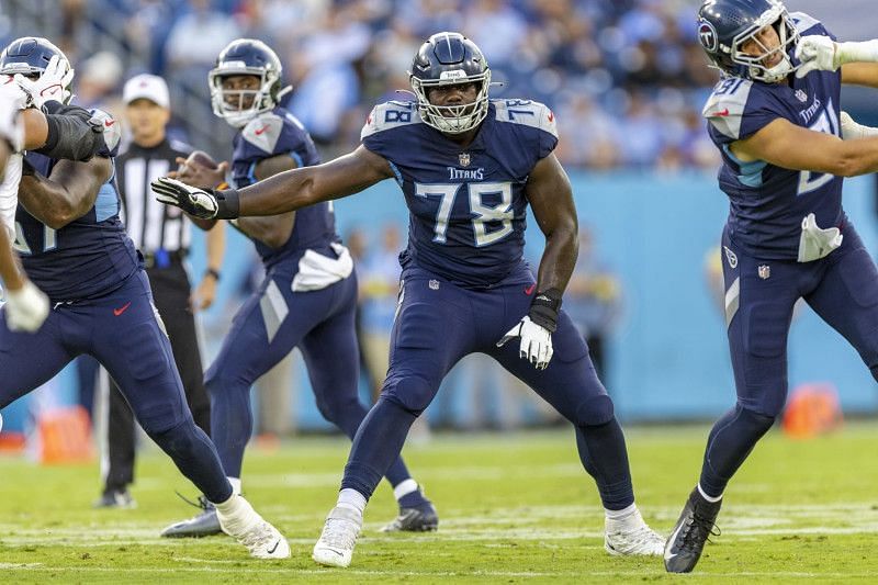 Nicholas Petit-Frere was the starting right tackle for the Tennessee Titans in 2022