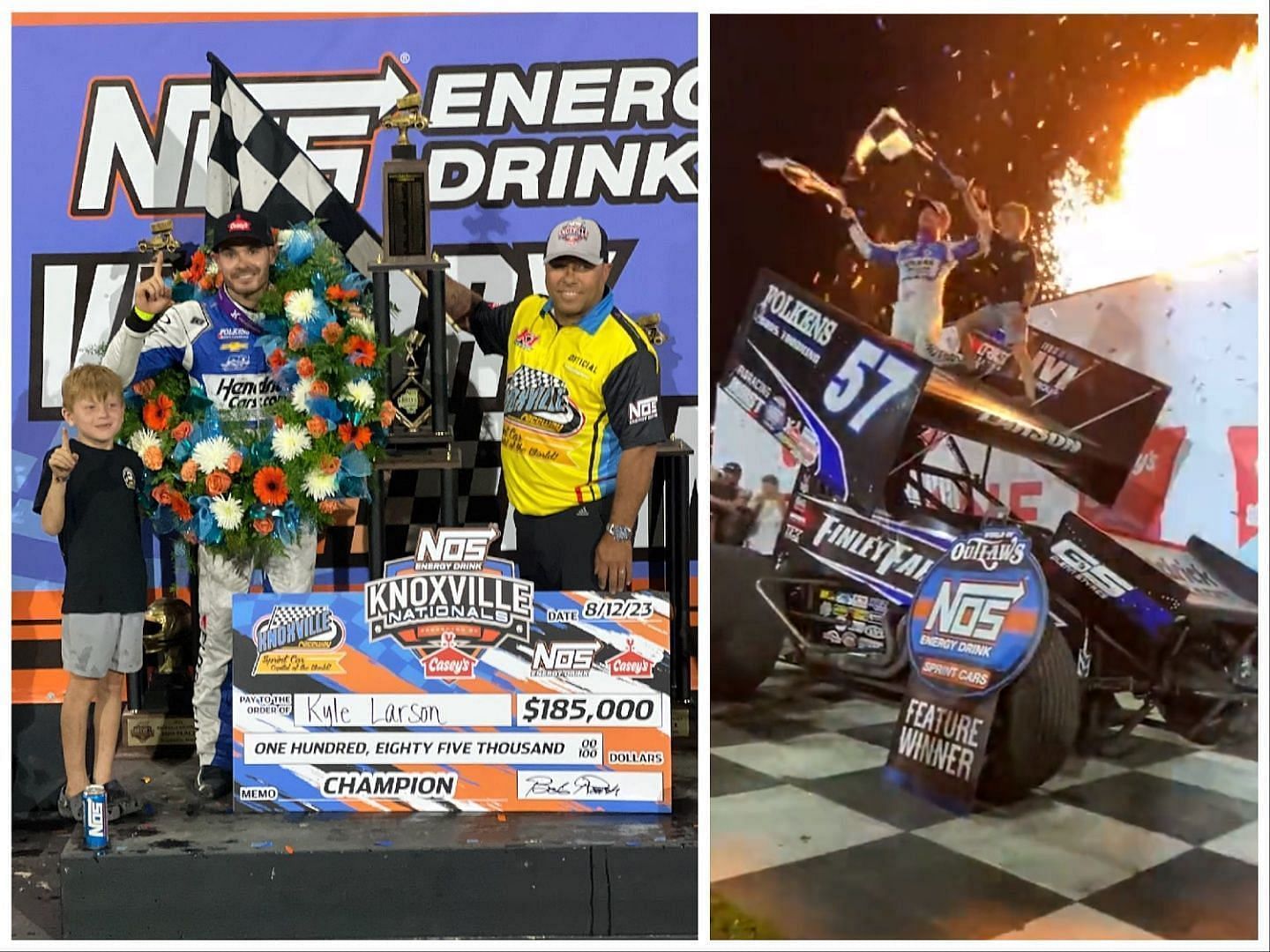 Kyle Larson celebrating Knoxville Nationals victory
