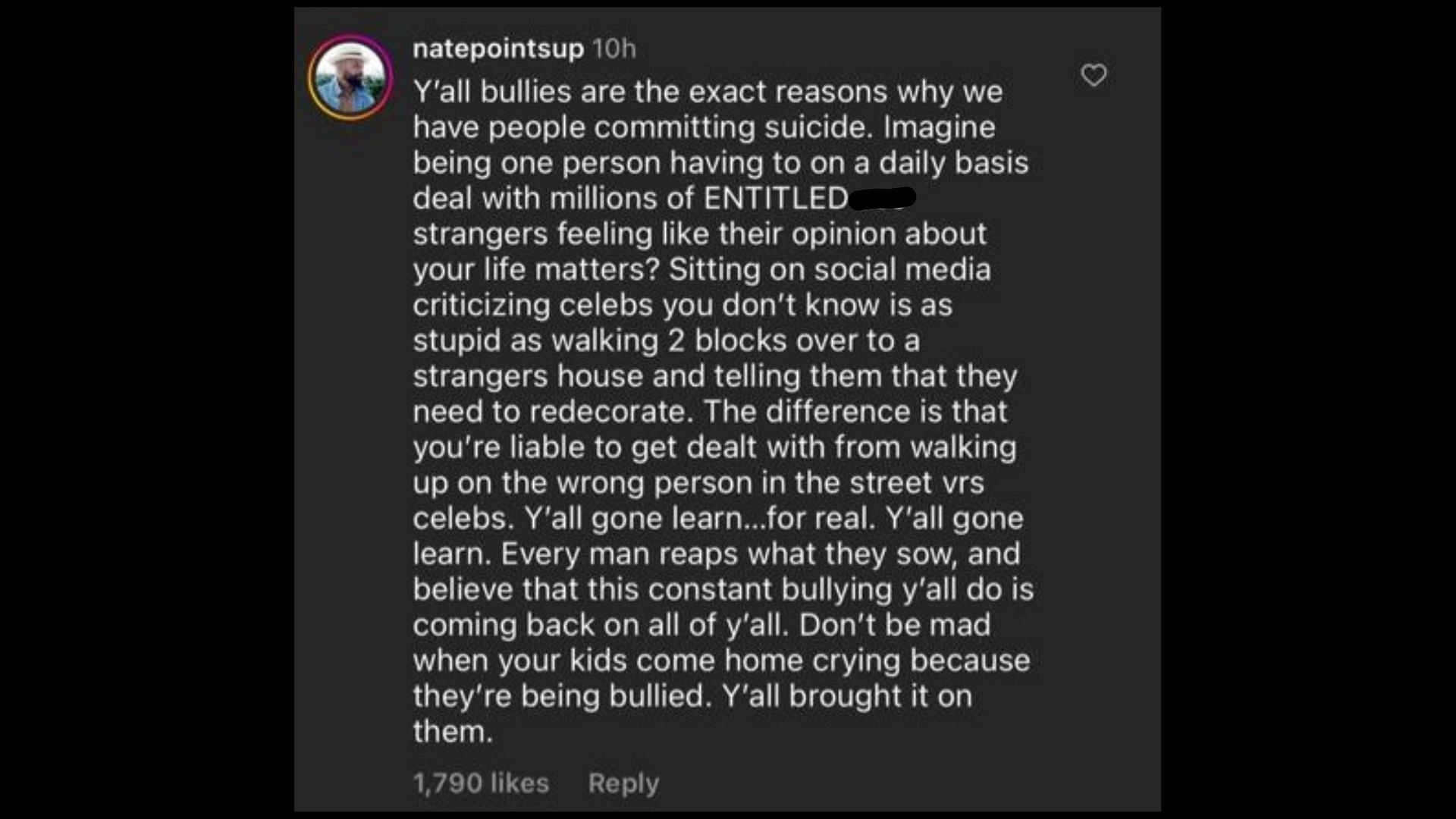 Screenshot of an Internet user remarking on Chloe defending Halle Bailey. (Photo via The Shade Room/Instagram)