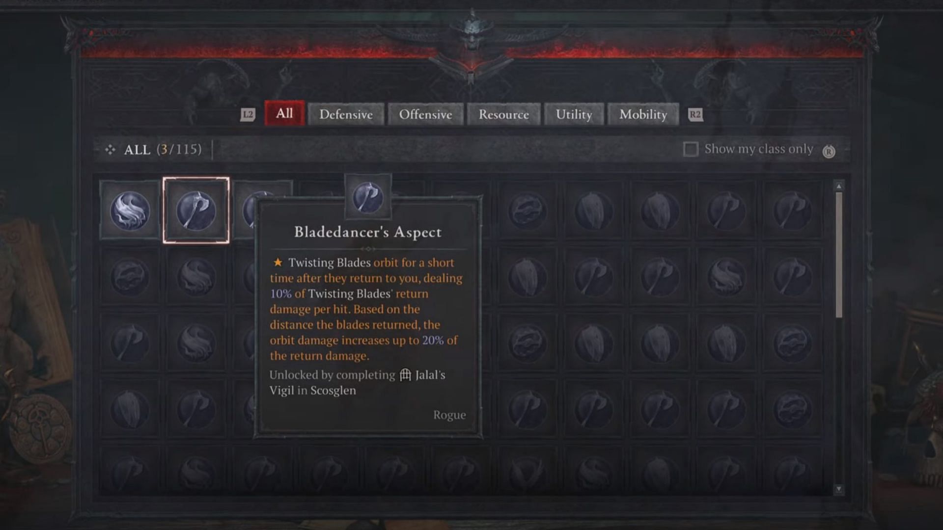 The Bladedancer&#039;s Aspect in Diablo 4 (Image via Blizzard Entertainment)
