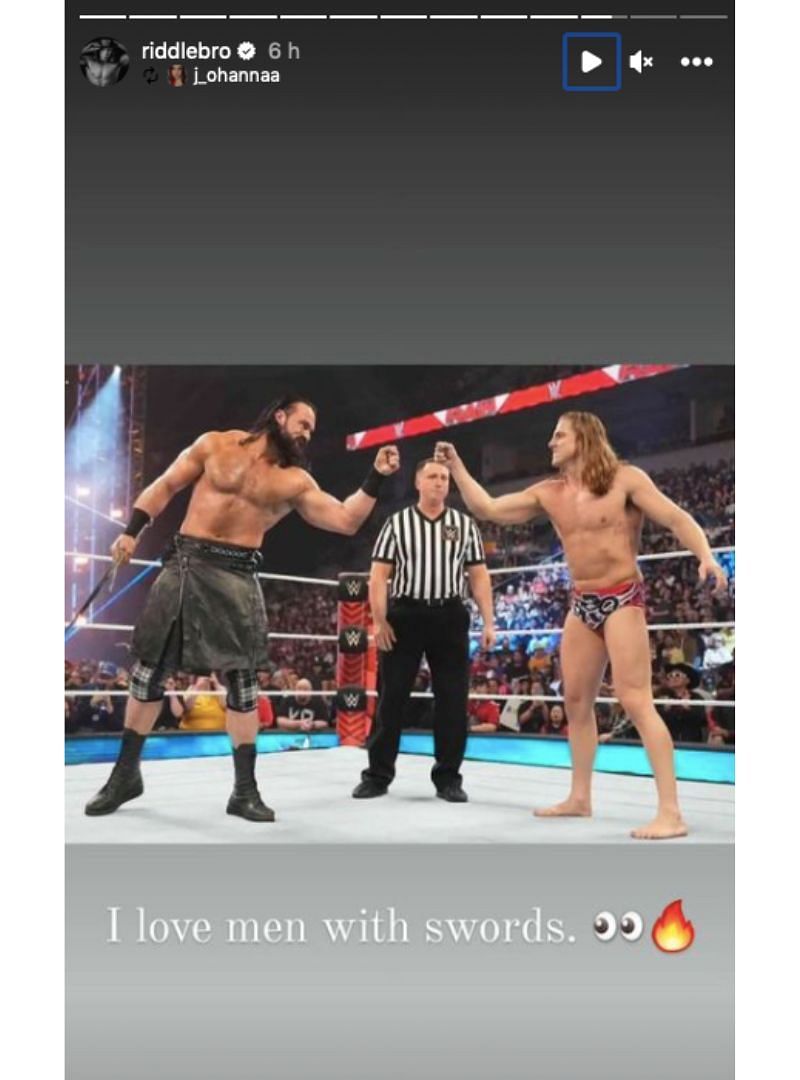 Riddle shared this on his Instagram story