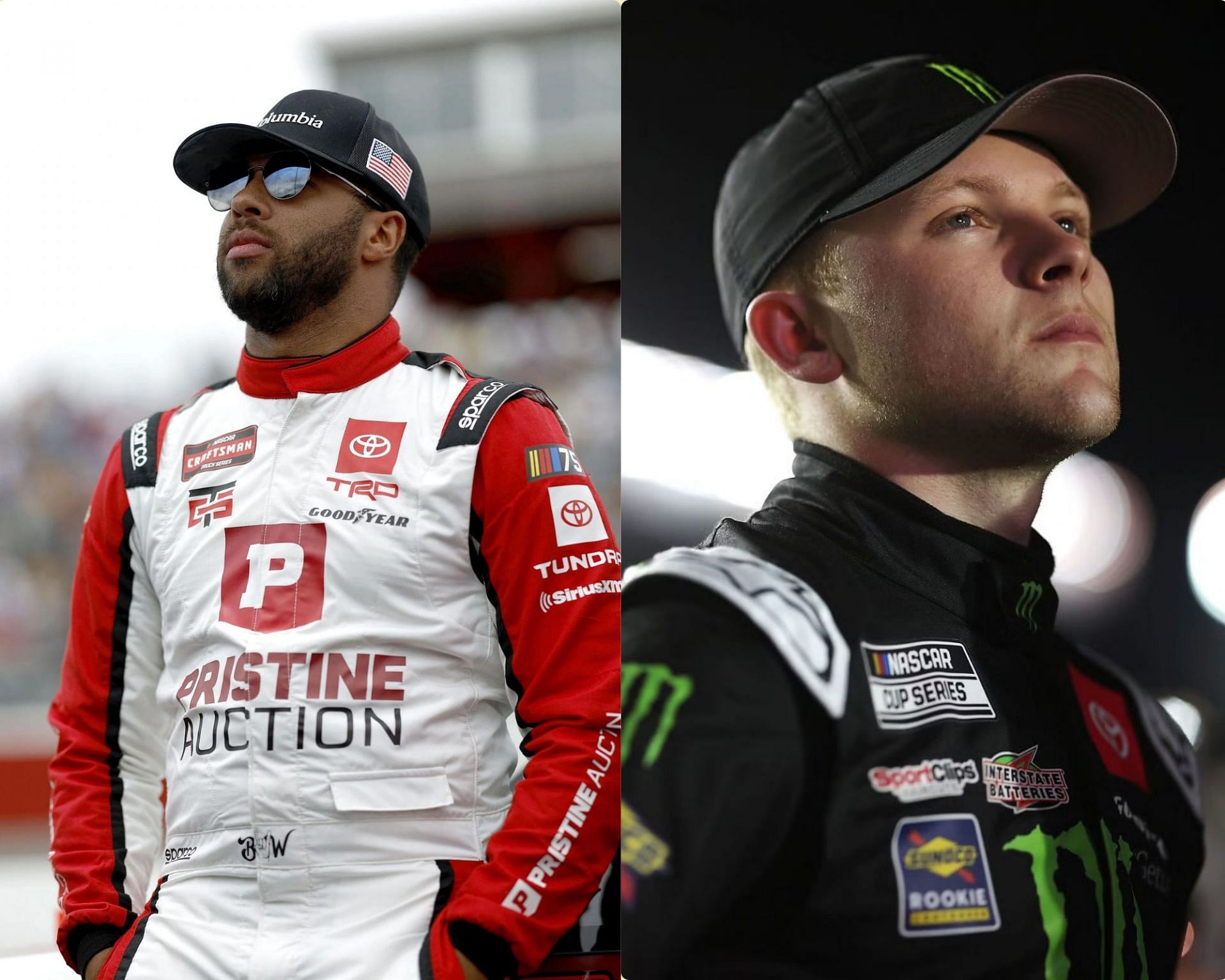 (L-R) NASCAR Cup Series drivers Bubba Wallace and Ty Gibbs.