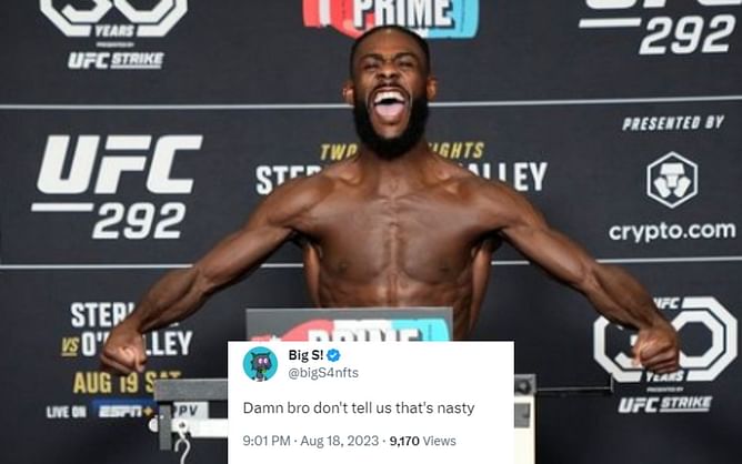 "Bro don't tell us that's nasty" - Aljamain Sterling shocks fans with rapid weight-gain progress immediately after UFC 292 weigh-ins