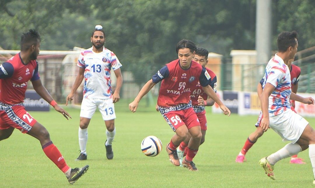 A snapshot from the match between Jamshedpur FC and Indian Navy FT. [Credits: Durand Cup media]