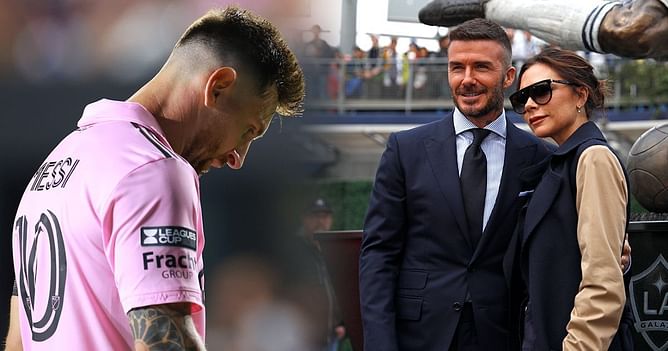 Victoria Beckham forced to rush daughter out of restaurant as fight breaks out between fans to take photos of Lionel Messi - Reports