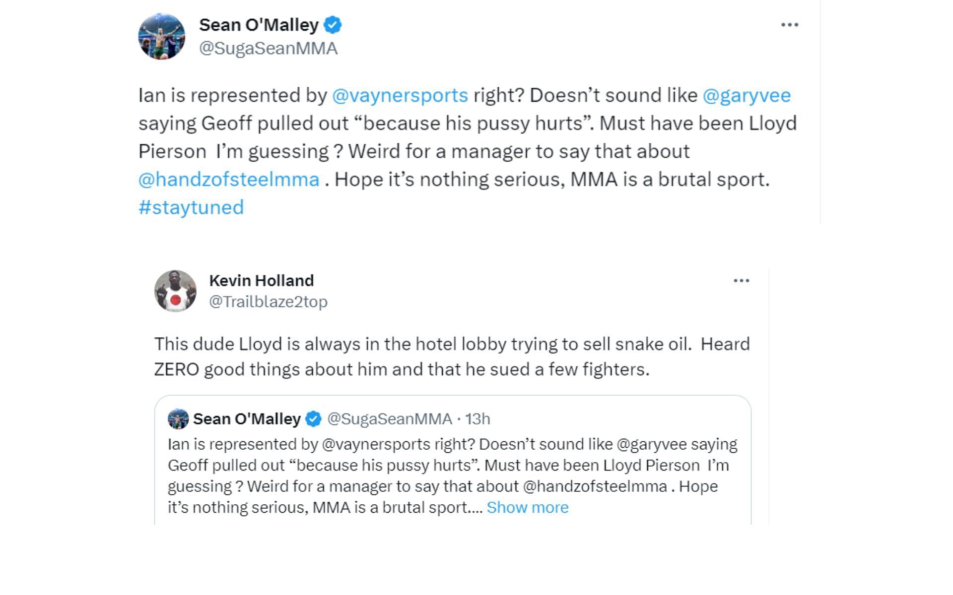 Screenshot of O&#039;Malley and Holland&#039;s tweets