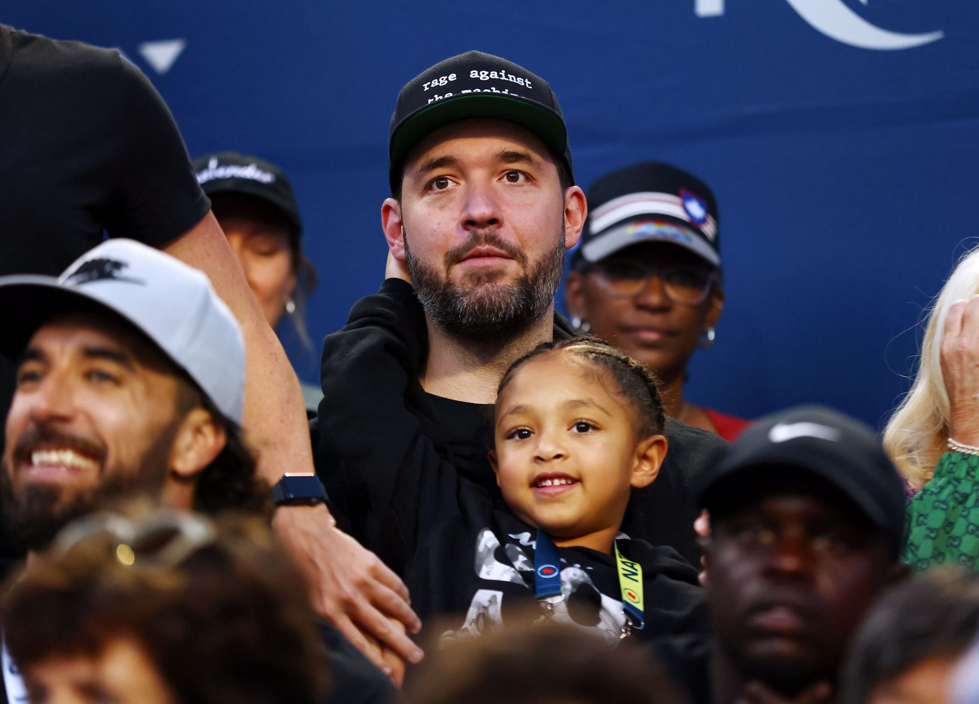 Alexis Ohanian and Olympia attending Serena Williams&#039; match at the National Bank Open Toronto