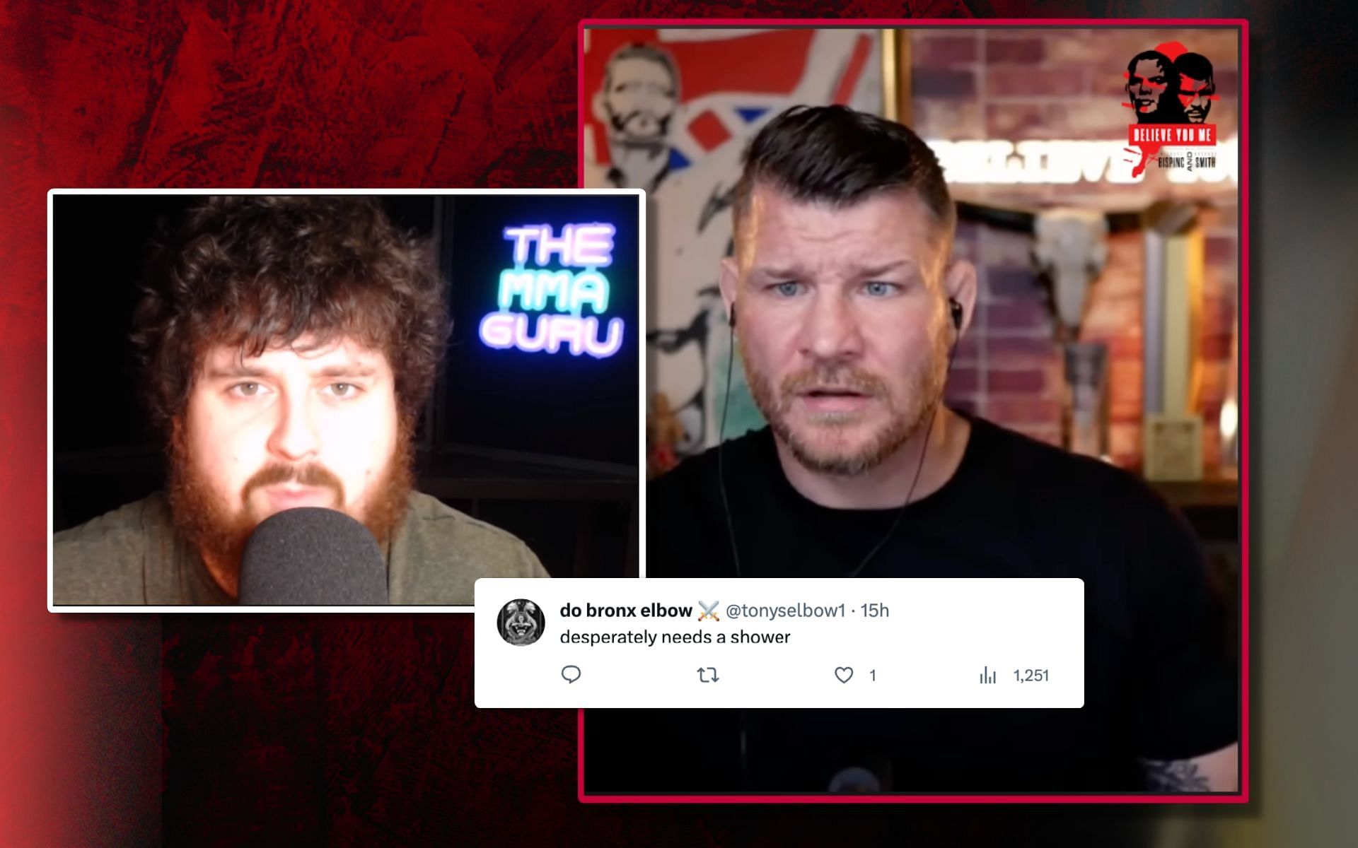 Michael Bisping shares his thoughts on The MMA Guru. [Image credits: @michaelbipsing and @themmaguru on YouTube]