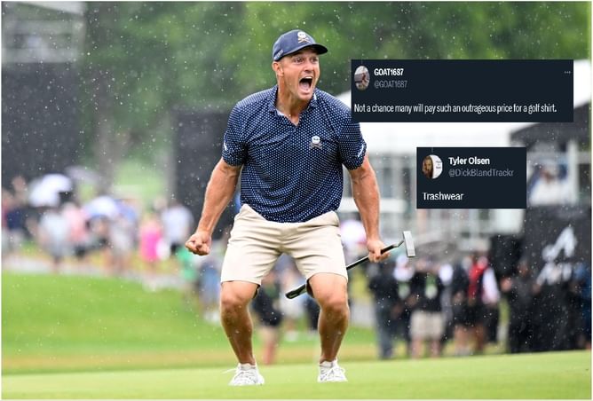 “Trashwear” – Fans react to Bryson DeChambeau’s $120 ‘BRY58N’ merchandise polo shirt in celebration of his 58
