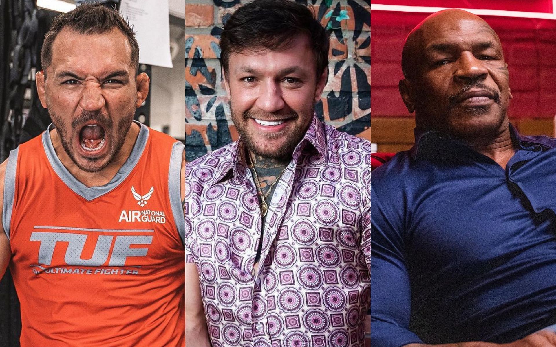 (L to R) Michael Chandler, Conor McGregor, Mike Tyson [Image courtesy: @mikechandlermma, @thenotoriousmma, @miketyson on Instagram]
