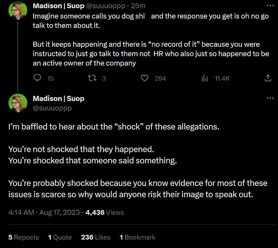 Madison responds to Linus&#039;s statement to Verge (image via @suuuoppp/X)