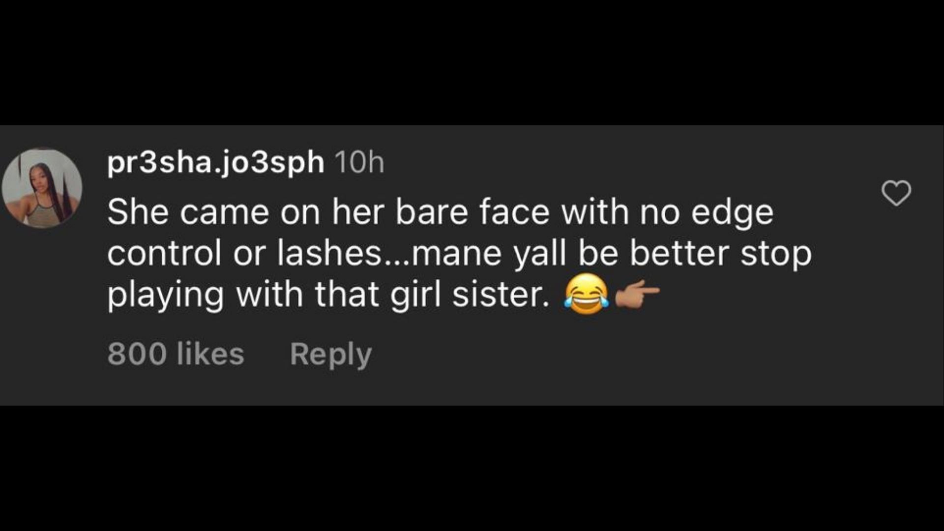 Screenshot of an Internet user remarking on Chloe defending Halle Bailey. (Photo via The Shade Room/Instagram)