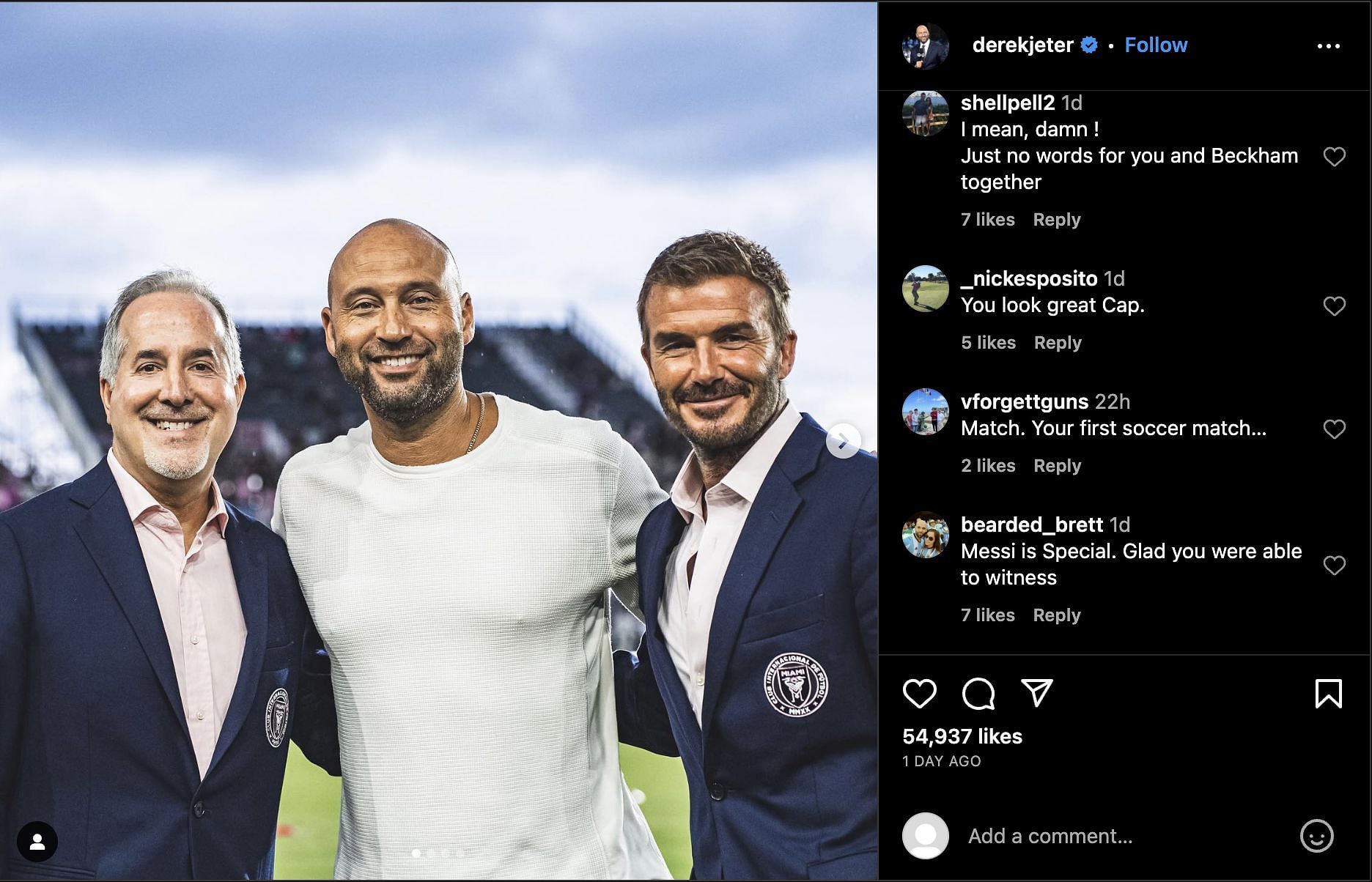 Fans were in awe of Jeter being at his first soccer game