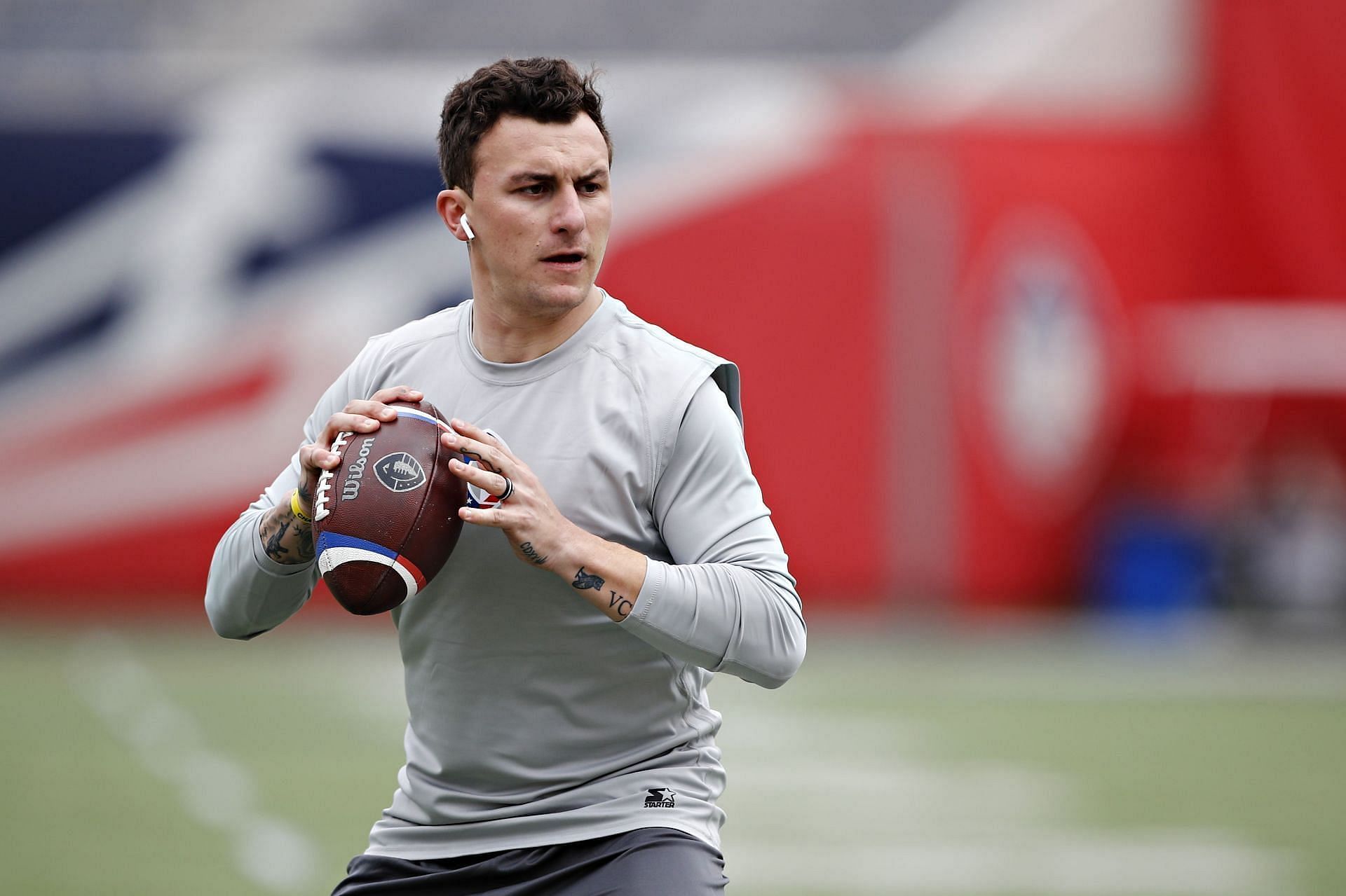 Johnny Manziel during football practice