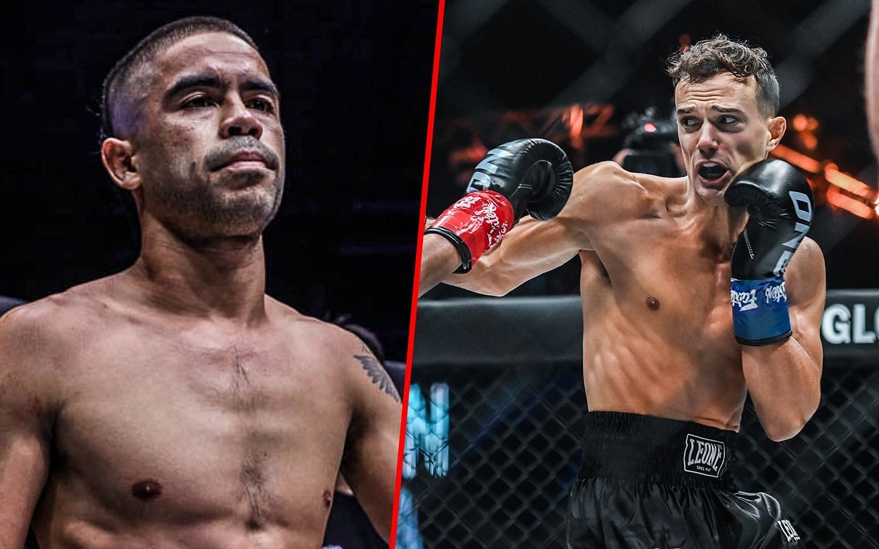 Danial Williams (L) / ONE strawweight kickboxing world champion Jonathan Di Bella (R) -- Photo by ONE Championship