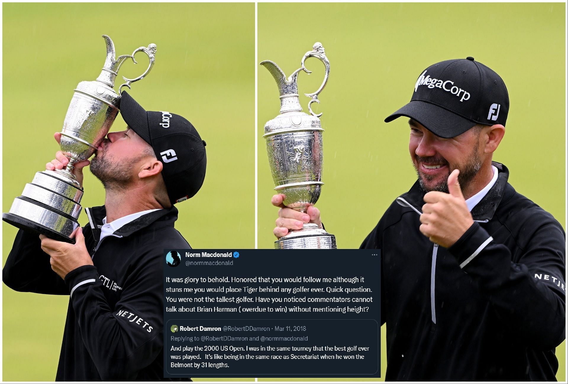 Brian Harman with the Claret Jug at the Open Championship (via Getty images) Norm McDonald