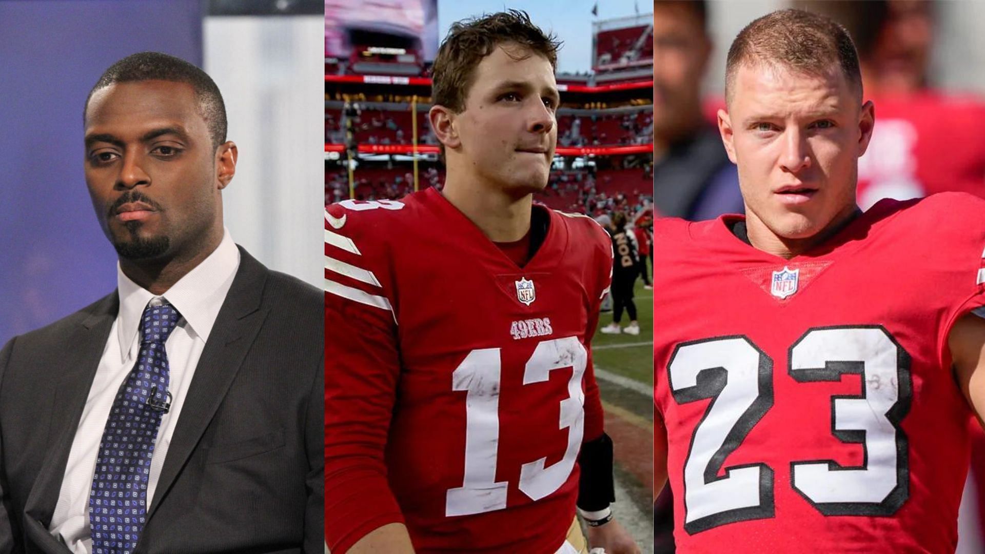 Former NFL WR Plaxico Burress (R) on Brock Purdy (C), Christian McCaffrey (L) and the 49ers this season