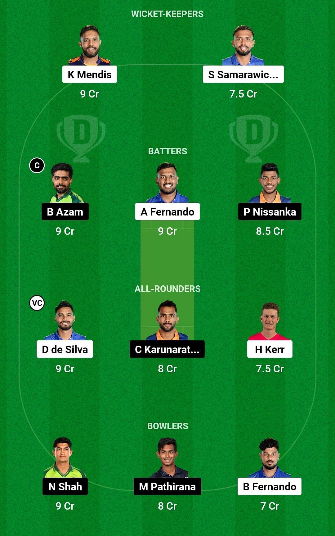 Dream11 Team for Dambulla Aura vs Colombo Strikers - Lanka Premier League 2023.