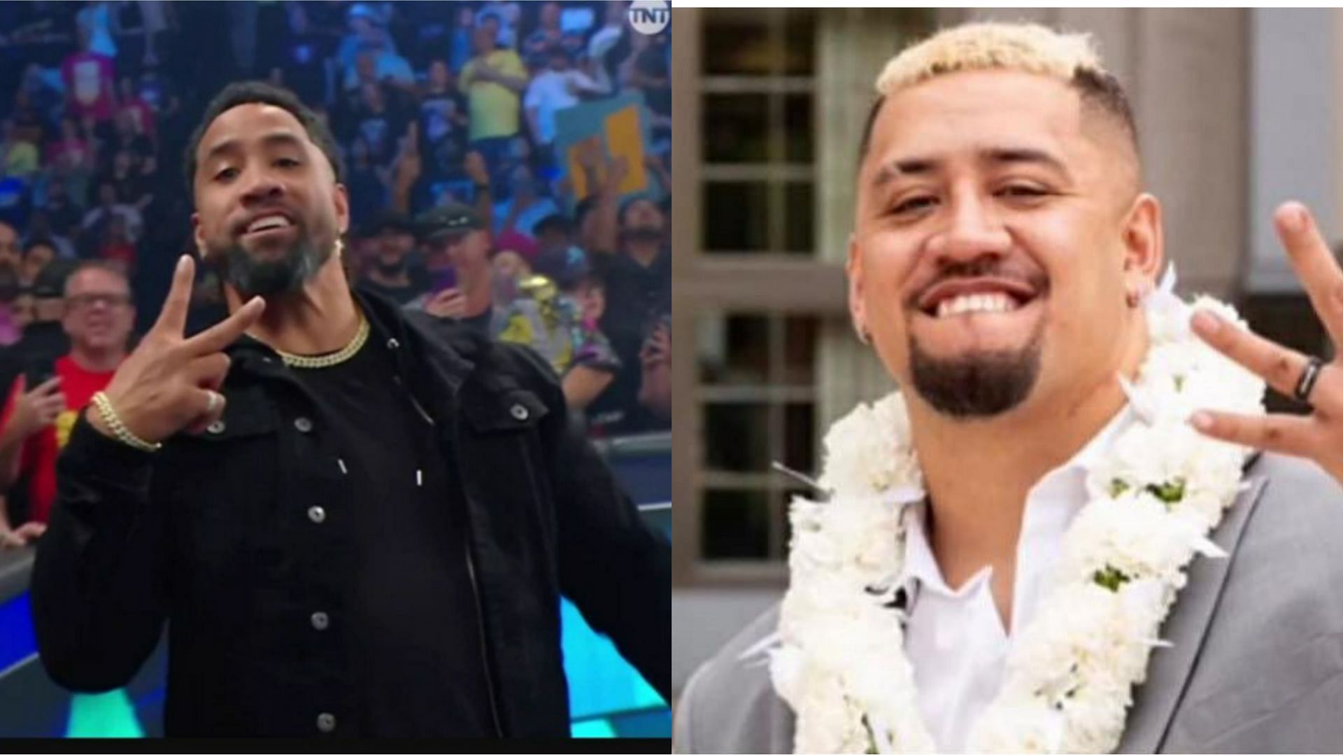 Jey Uso (left); Solo Sikoa (right)
