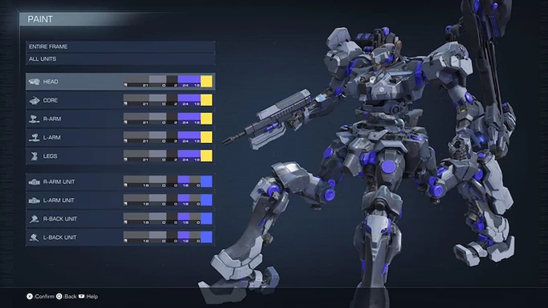 You can change your mech color in the game (Image via FromSoftware)
