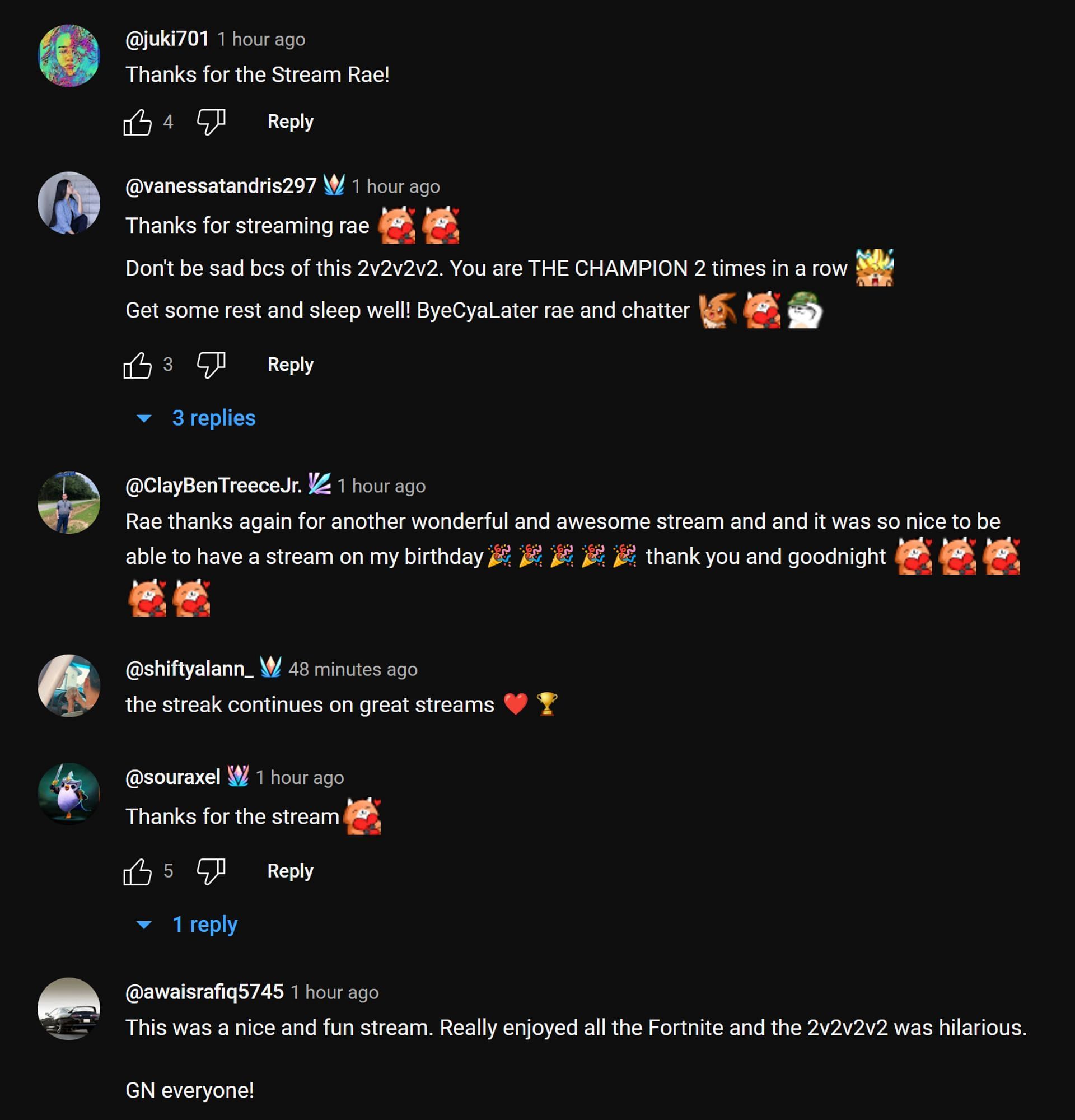 Fans discussing content creator&#039;s recent livestream (Image via Valkyrae/YouTube)