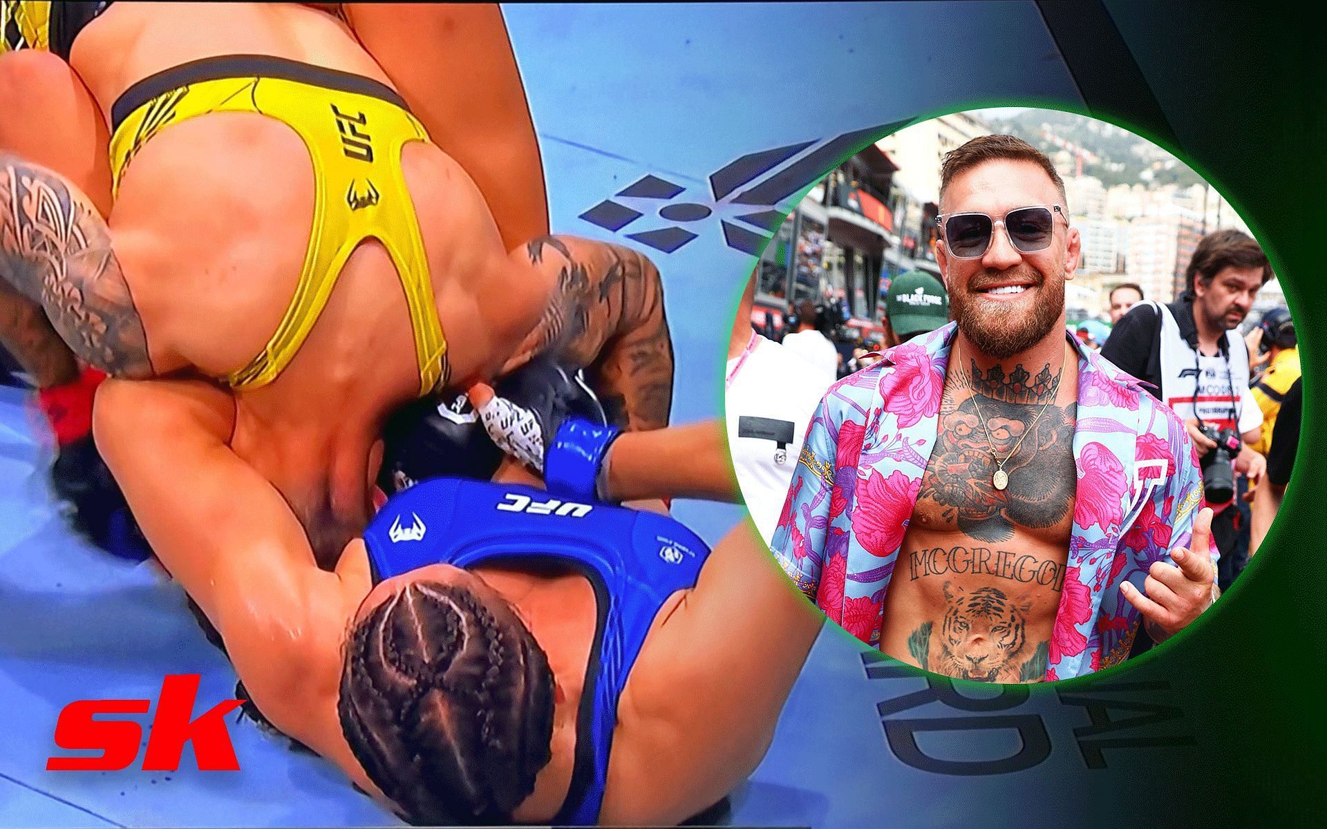 Tatiana Suarez submits Jessica Andrade (Left); Conor McGregor (Right) [*Image courtesy: left image via @fanaticosMMAGT Twitter; right image via Getty Images]