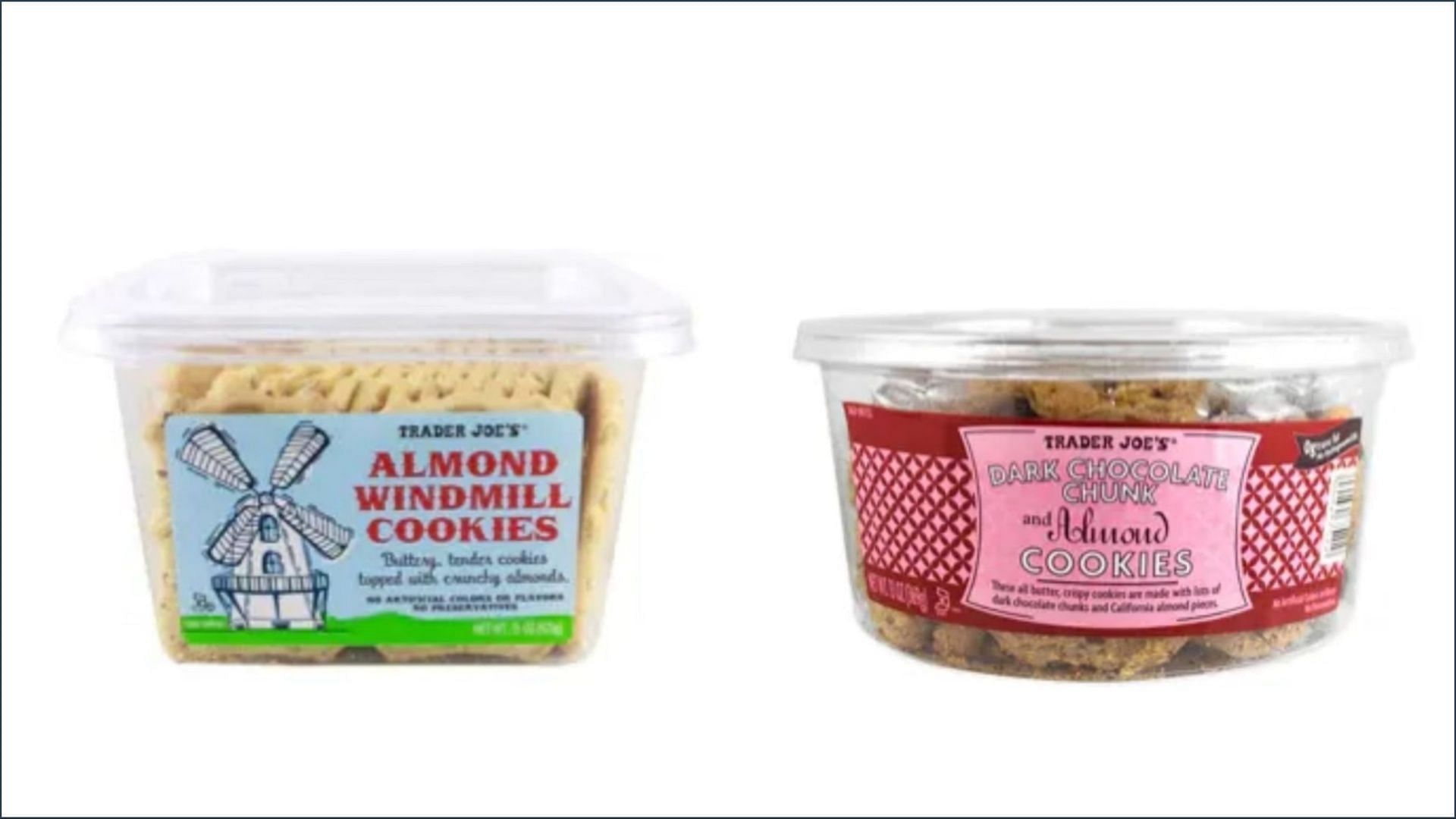 The recalled Dark Chocolate Chunk Almond Cookies and Almond Windmill Cookies contained stones (Image via Trader Joe&#039;s)