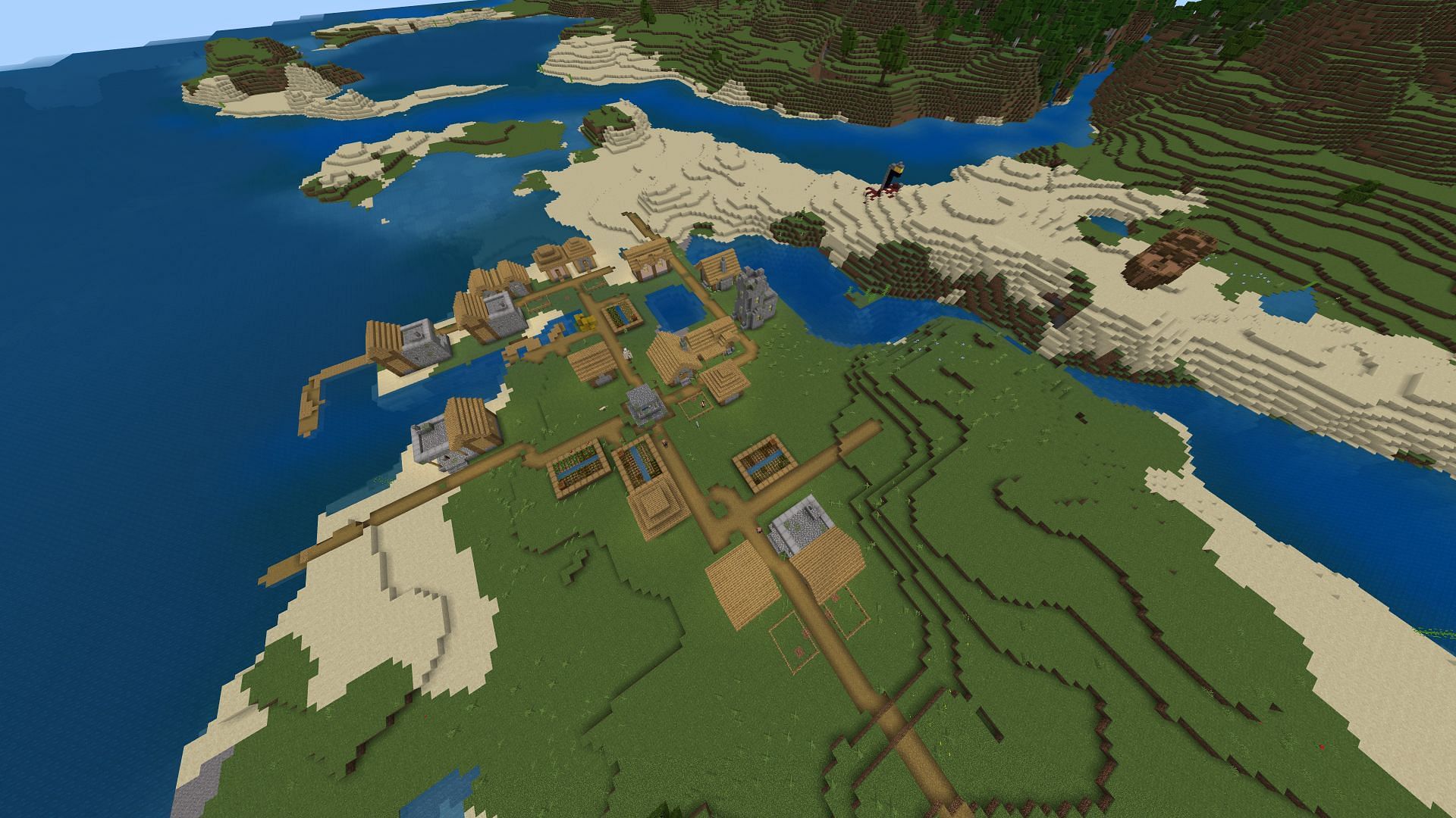 This seed offers another great starting location when it comes to looting structures (Image via Mojang)