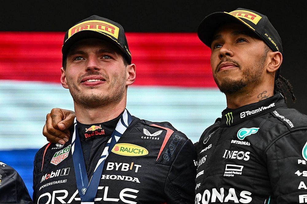 Lewis Hamilton and Max Verstappen (image from X)