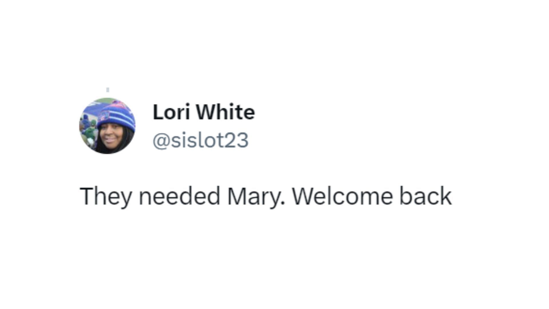 Fans welcome Mary back (Image via @sislot23/X)