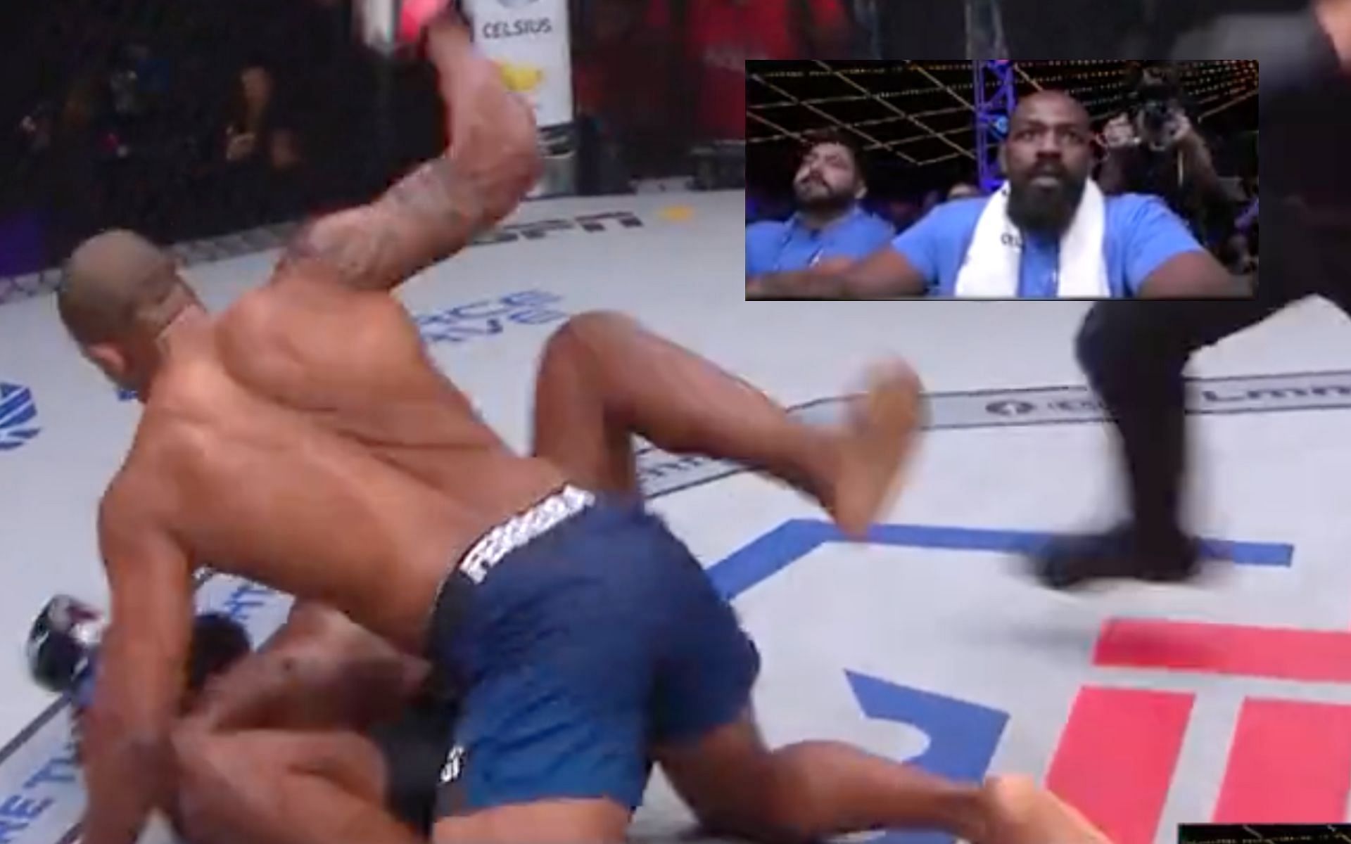 Maurice Greene vs. Renan Fereira with Jon Jones (inset) [Image credits: @PFLMMA on Twitter]