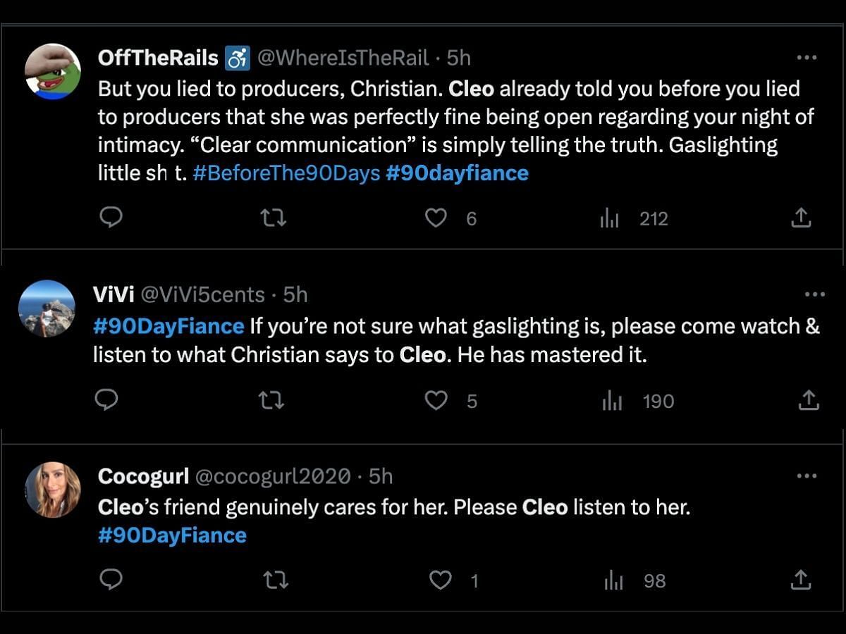 Fans slam Christian after his and Cleo&#039;s fight in Before the 90 Days (Image via Twitter)