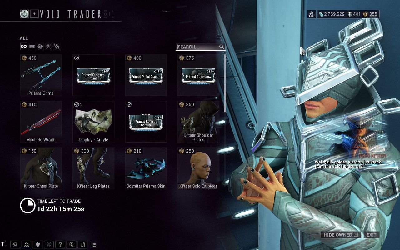 Prisma Ohma can be obtained from Baro Ki&#039;Teer (Image via Digital Extremes)
