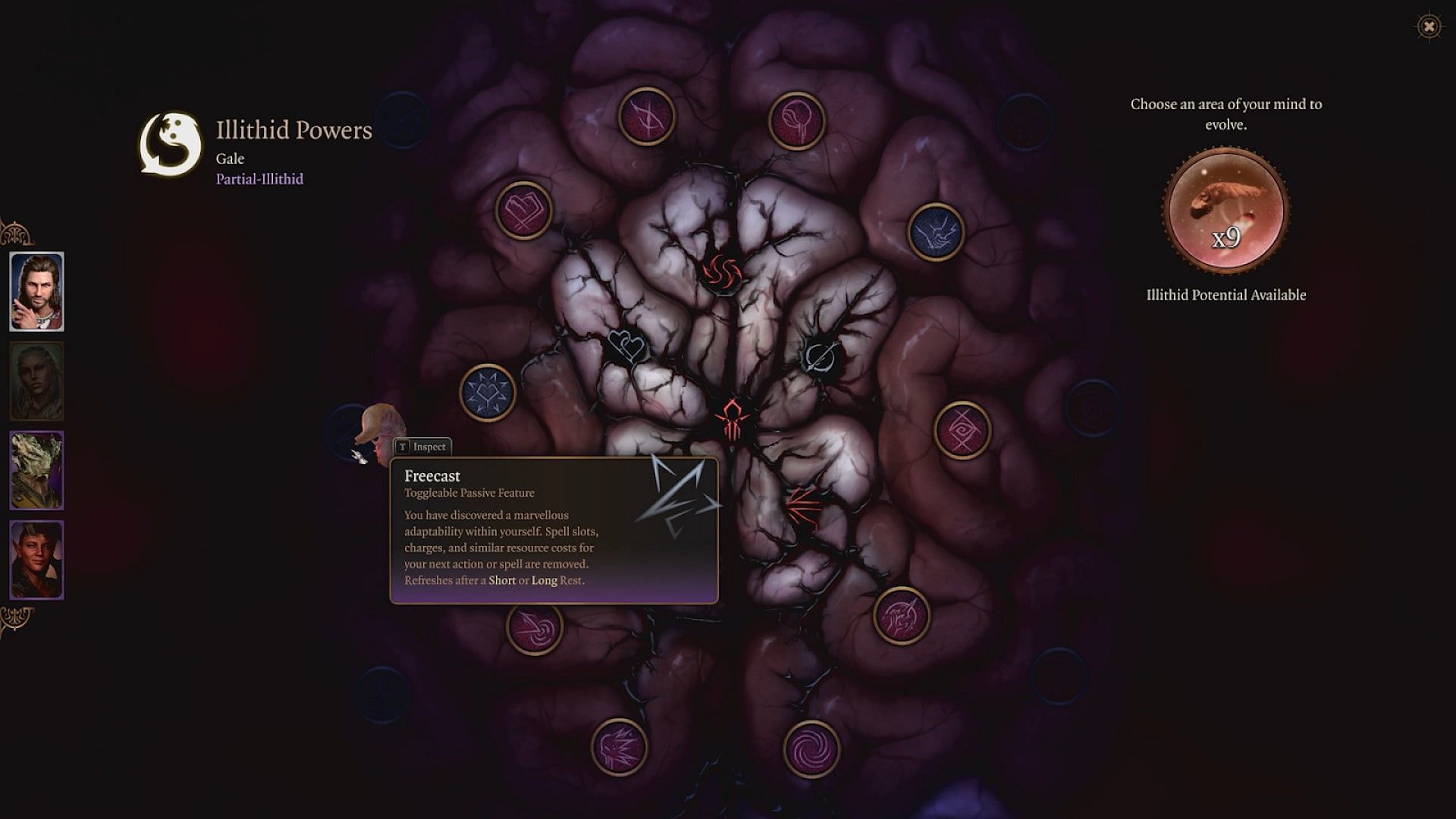 Illithid abilities in Baldur&#039;s Gate 3 (Image via Larian Studios)