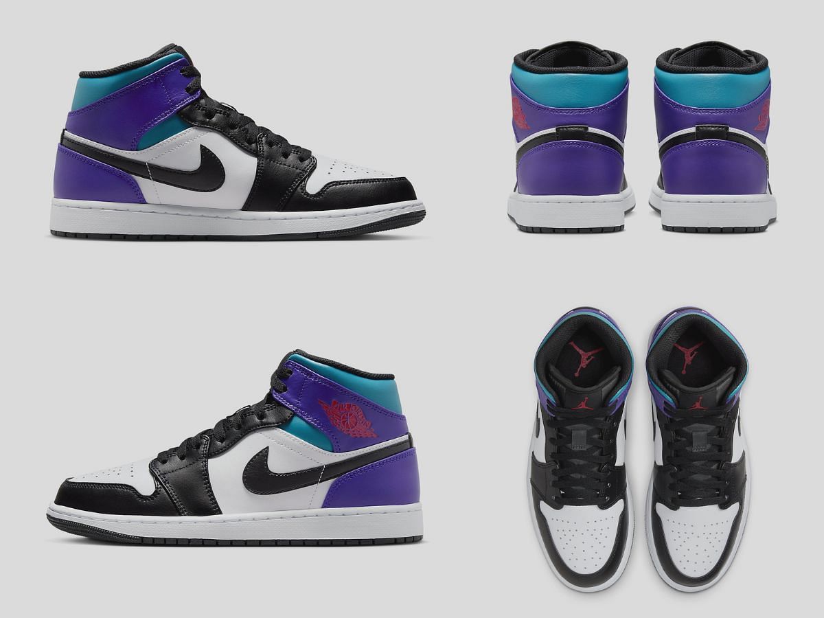 The Nike Air Jordan 1 Mid &quot;Court Purple / Tropical Twist sneakers come clad in a summery makeover (Image via Sportskeeda)