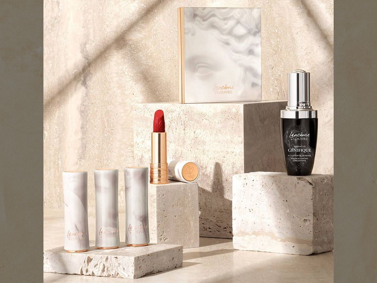 Lanc&ocirc;me x Louvre Limited Edition&#039;s makeup and skincare collection. (Image via Sportskeeda)