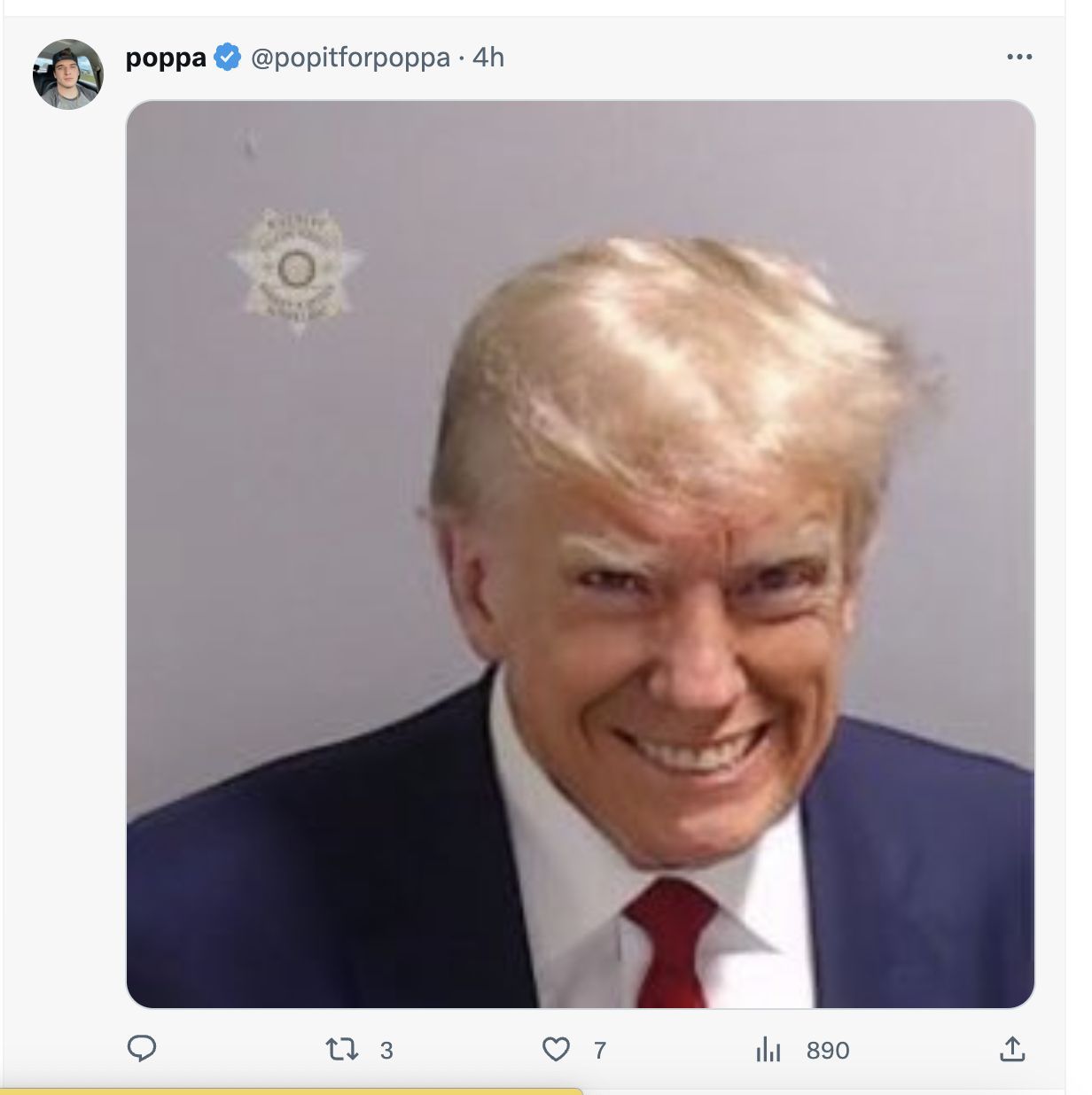 Social media users go gaga as Trump&#039;s mugshot merchandise makes way on social media following his arrest. (Image via Twitter)