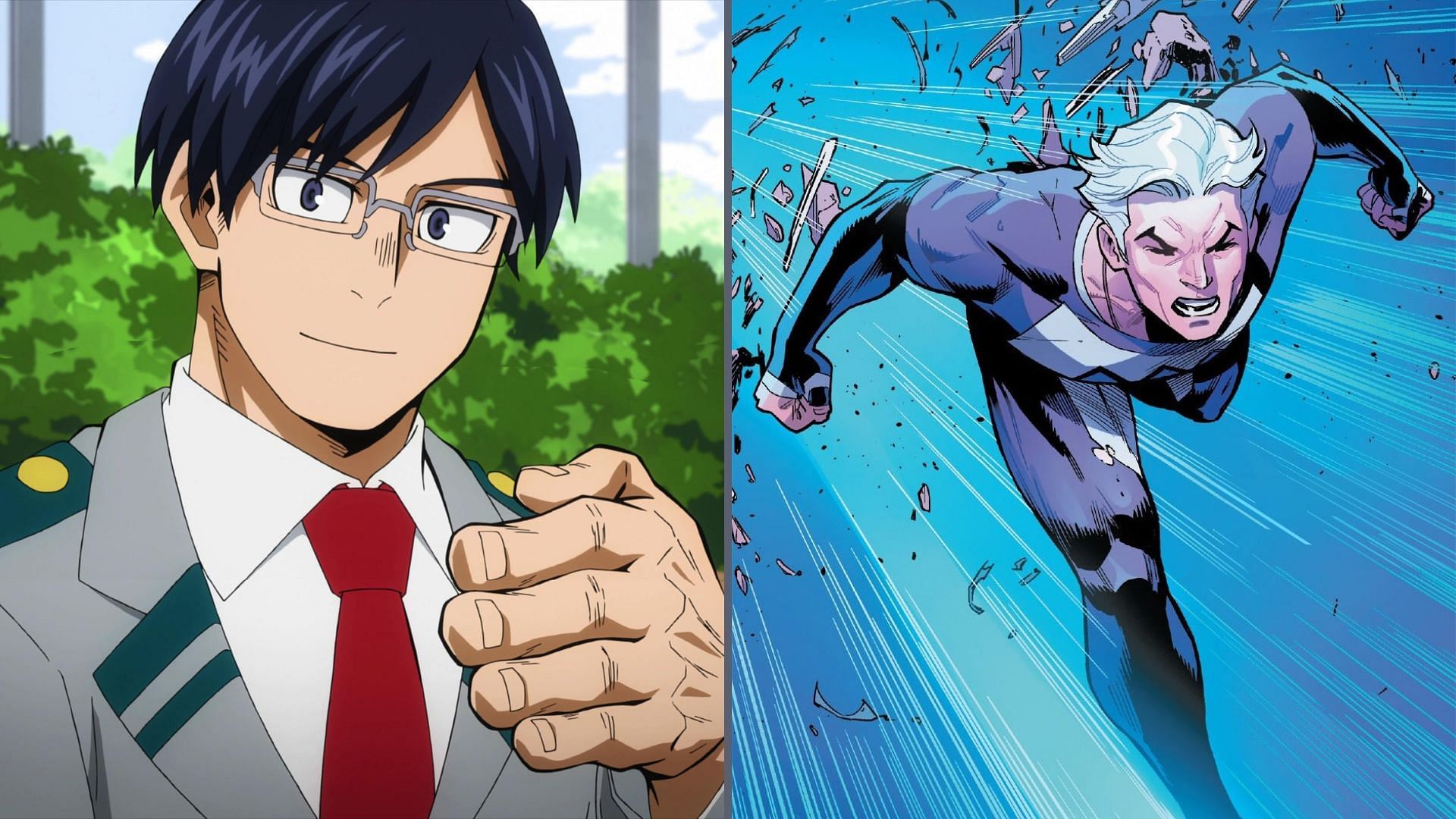 Tenya Iida and Quicksilver (Image via Studio Bones and Marvel Comics)