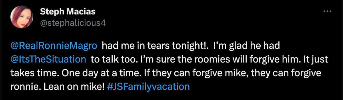 Fans support Ronnie during his appearance on Family Vacation season 7 (Image via Twitter)