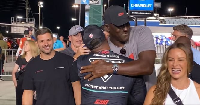 WATCH: 23XI Racing co-owner Michael Jordan congratulates Bubba Wallace for qualifying in the NASCAR playoffs for the very first time