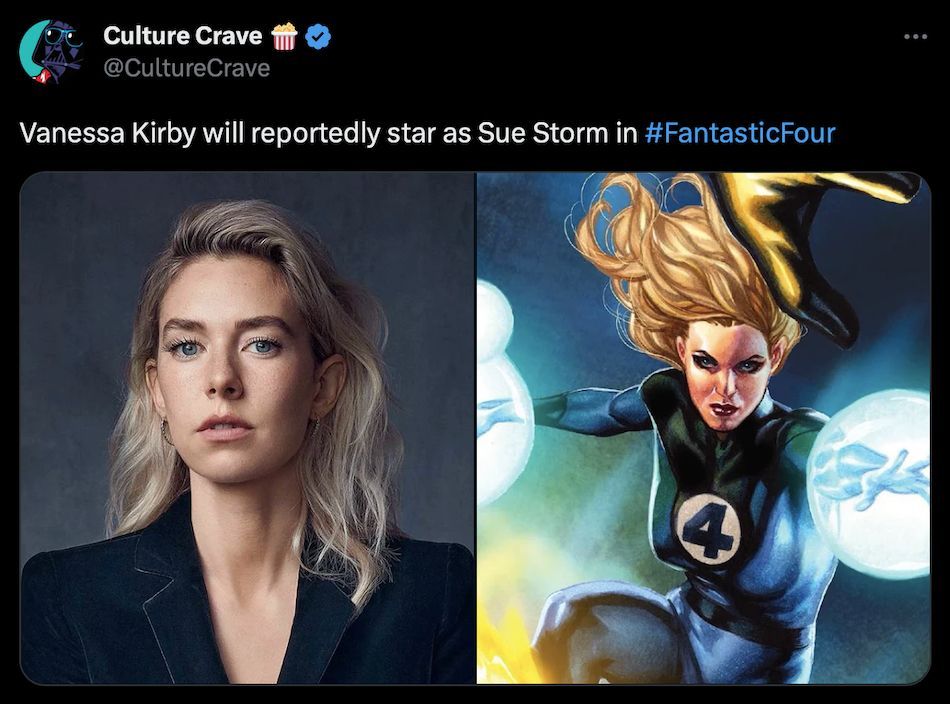 Vanessa Kirby, known for her dynamic roles in major action films, emerges as a leading contender for The Invisible Woman (Image via Twitter)