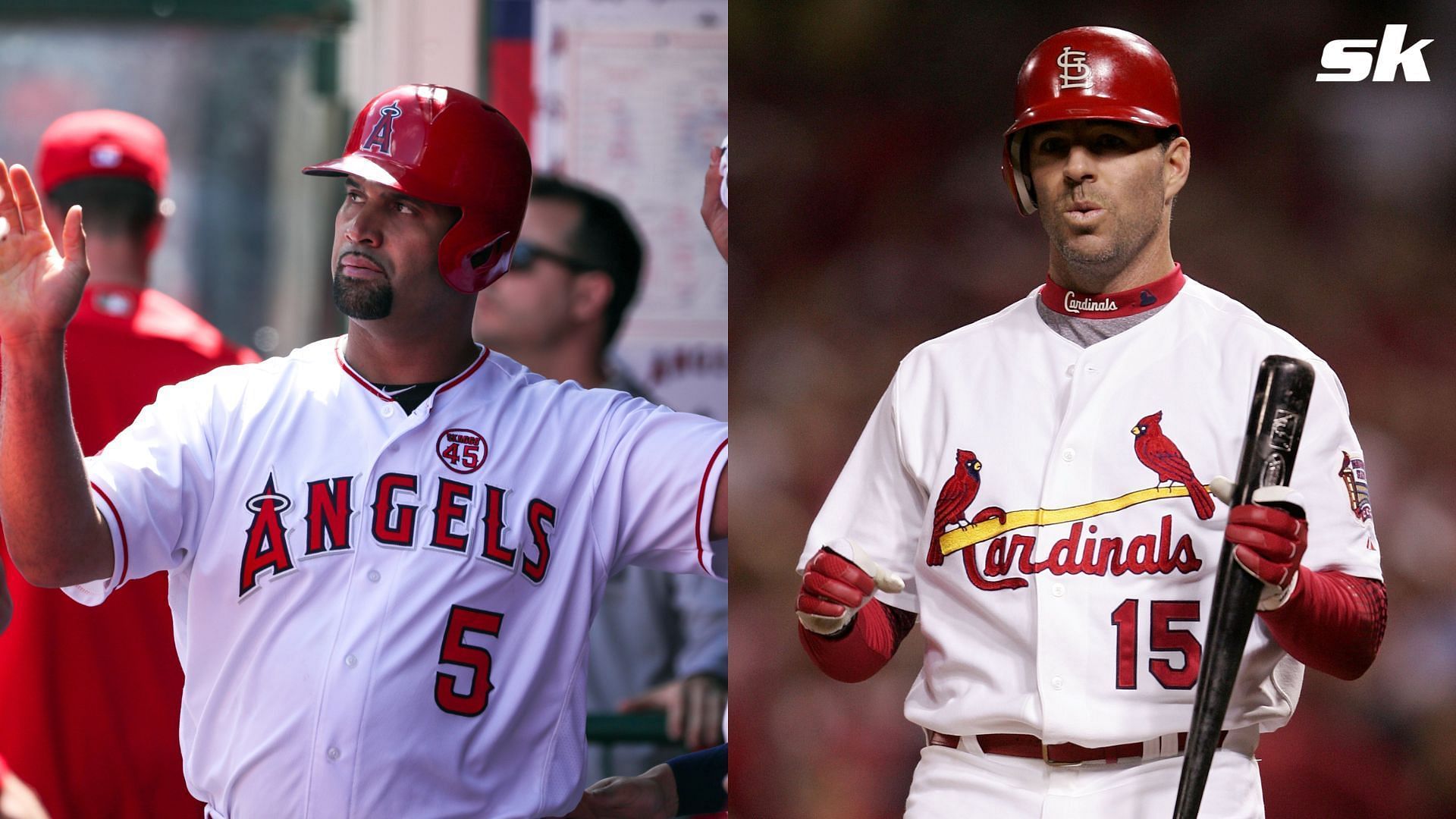 Which Cardinals players have also played for the Angels? MLB