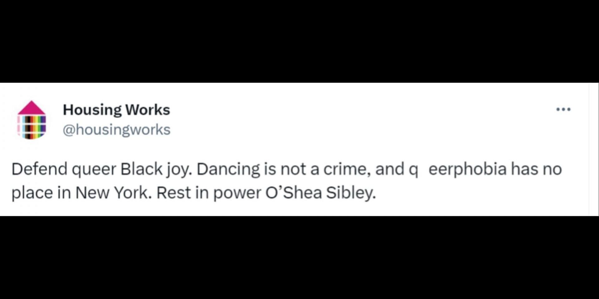 Internet erupts in outrage and calls Sibley&#039;s death a hate crime. (Image via Twitter/@housingworks)